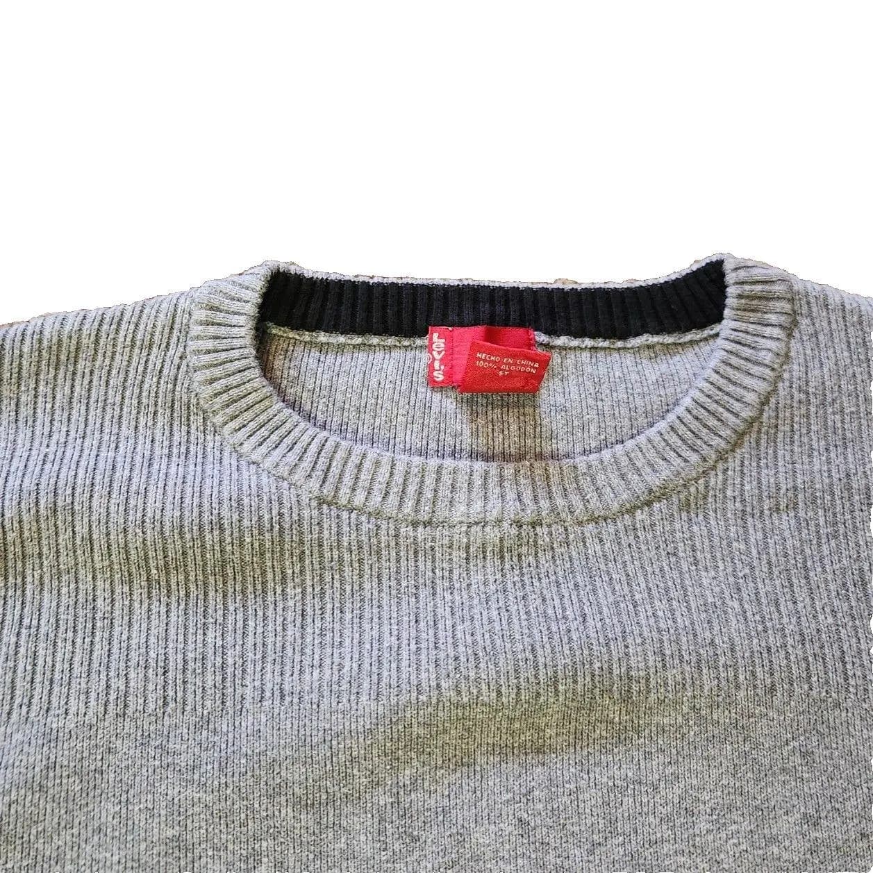 Vintage Mens Levi's Gray Knit Sweater - Size L 100% Cotton Red Tag Label - image 4