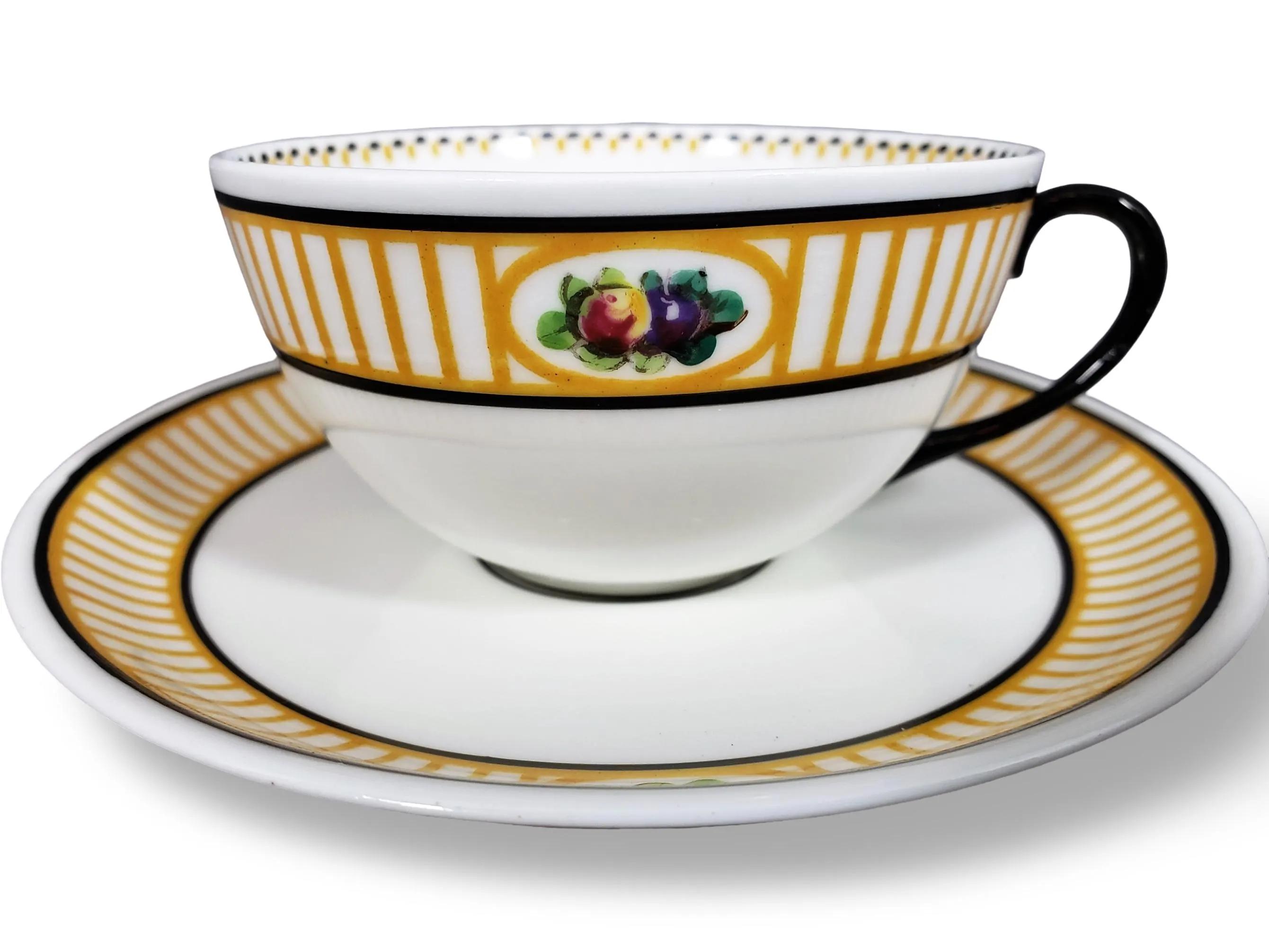 Antique Royal Doulton Art Deco Tea Cup & Saucer - RARE 1912 Robert Allen Studio Fruit Pattern - image 2