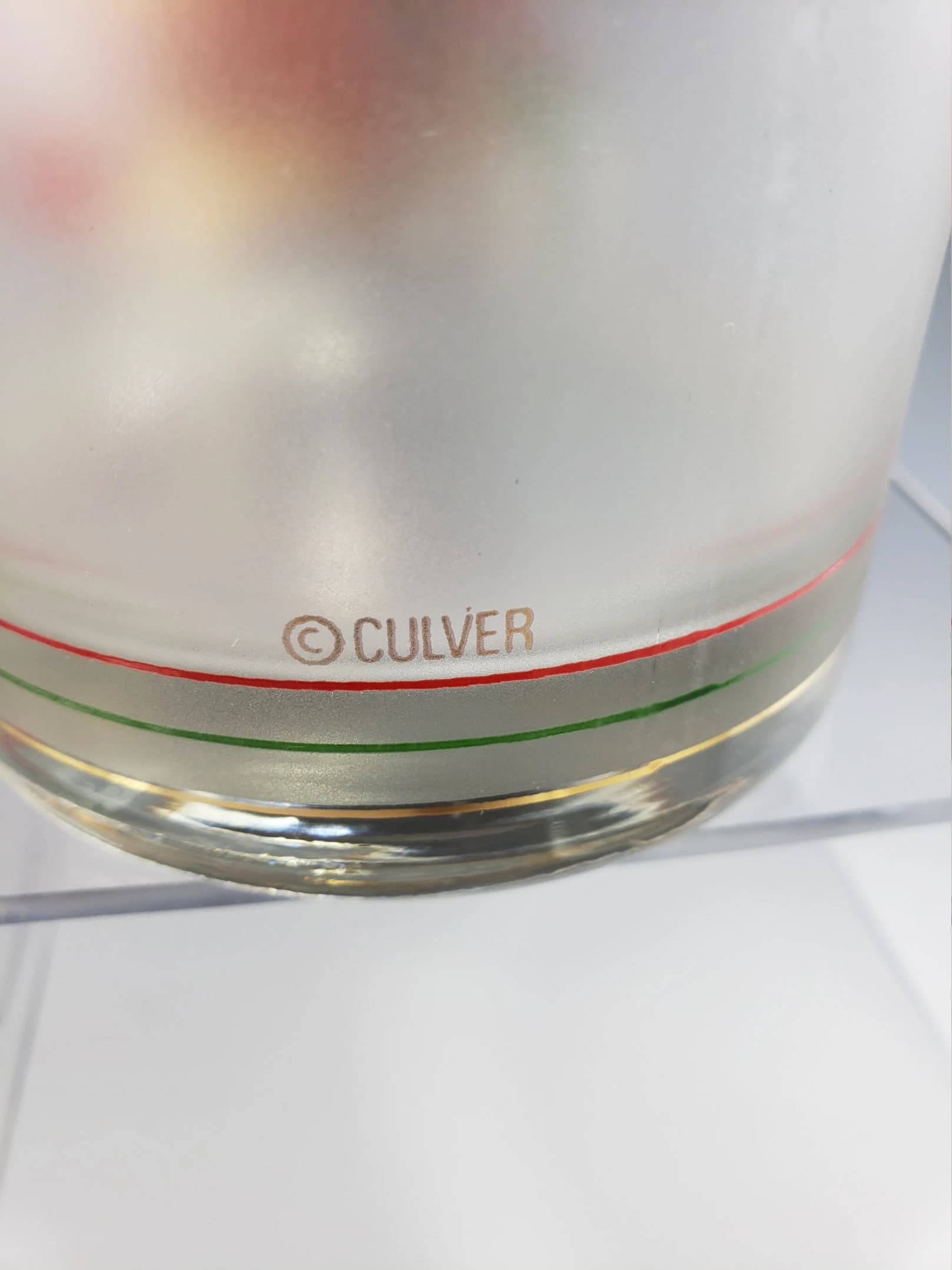 Culver CHRISTMAS BEAR Whisky Glass - 22K Gold Trim Milk Glass Santas Cookies Barware Yule Teddy - image 2