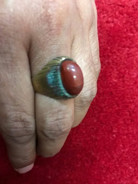 Vintage Ethnic ring- Tribal Nomadic Afghan Kuchi ring- Afghan ring- Bohemian ring- Statement ring- Afghan coral ring Size 10