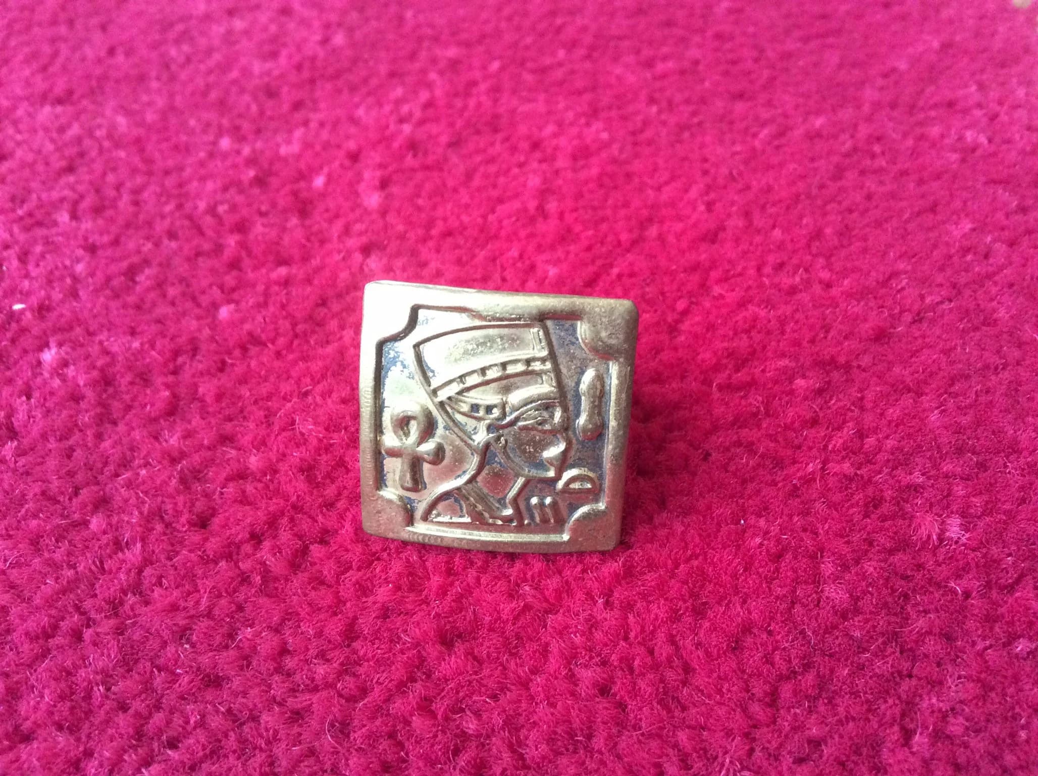 Ancient Egyptian , nefertiti ring , Thutmosis ring ,African Jewelry, Egyptian Jewelry, adjustable brass ring , ankh square ring T3