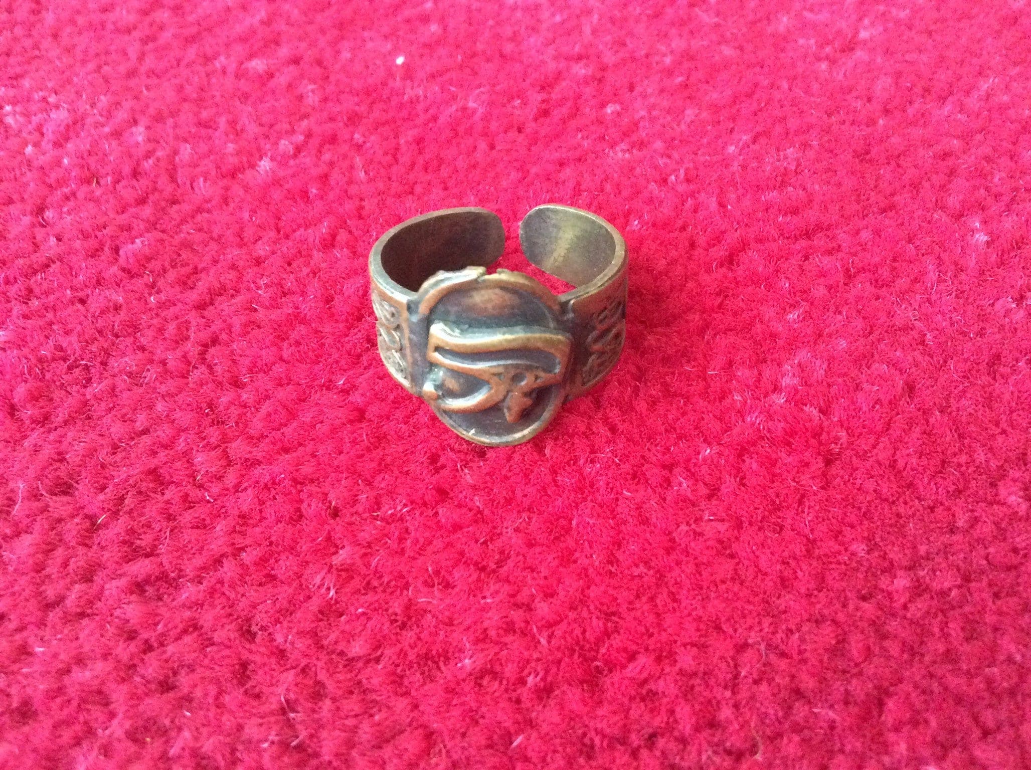 Ancient Egyptian Eye Of Horus African Jewelry Falcon Goddesses adjustable brass ring ,Egypt ankh ring T3