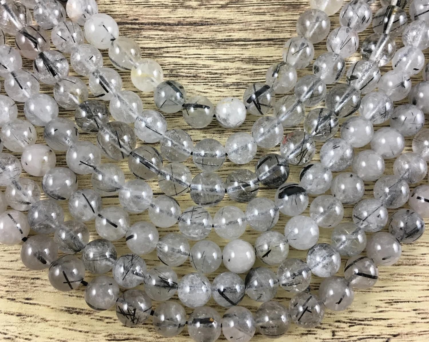 Black Tourmalinated Quartz, Quartz Beads, 4mm Quartz Beads, Gem Stone beads, bulk buy, mala beads, Canadian Supplier, Wholesale buy - image 3