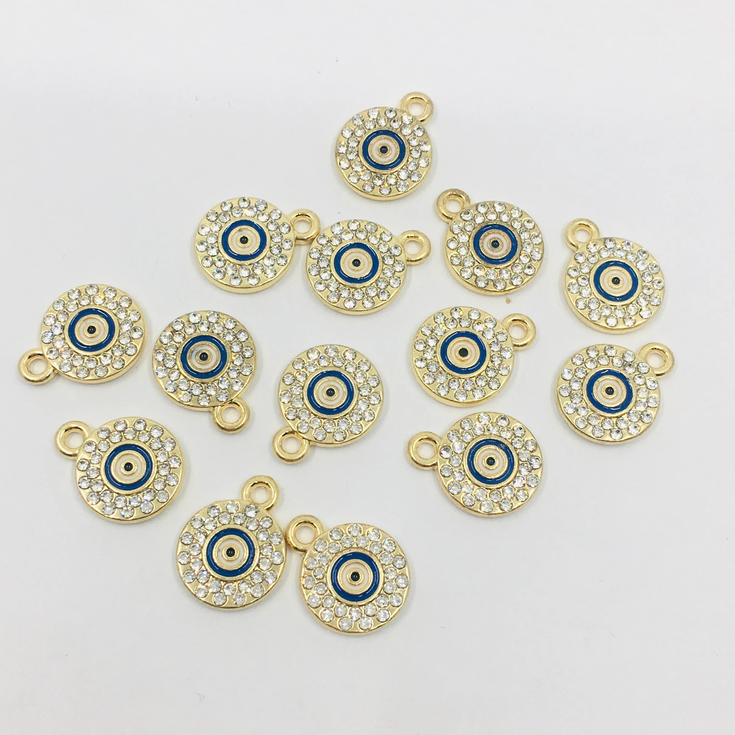 Evil Eye Charm, Gold Plated Round Evil Eye, Evil Eye with Rhinestones, Evil Eye Charm Necklace, Pendant, Bellaire Wholesale, Canada Supplier - image 4