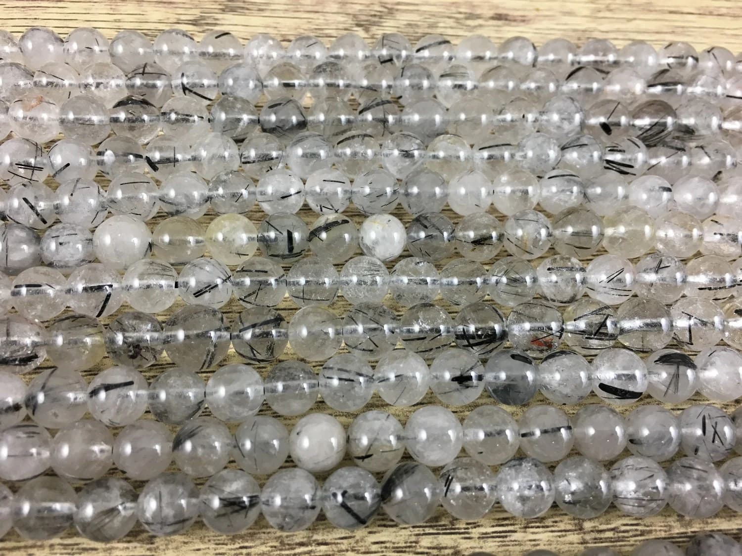 Black Tourmalinated Quartz, Quartz Beads, 4mm Quartz Beads, Gem Stone beads, bulk buy, mala beads, Canadian Supplier, Wholesale buy - image 4