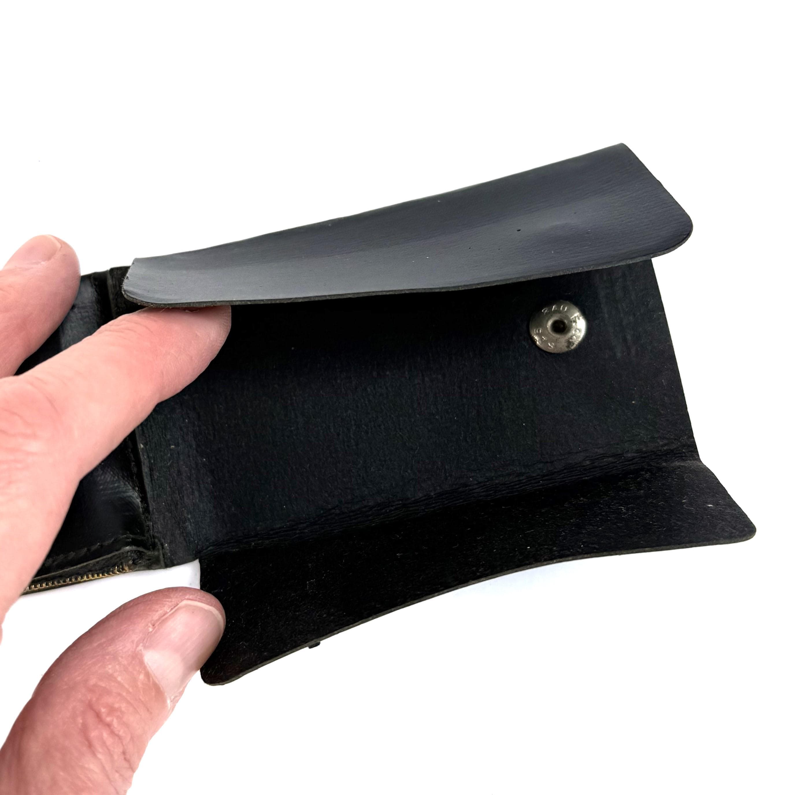 Vintage Black Leatherette Wallet with Coin Purse & Key Ring | 1930s–1940s Billfold - image 4