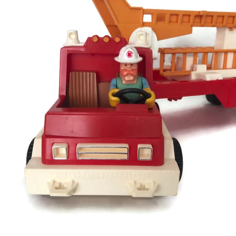 1978 Fisher Price Husky Helpers Fire Truck #319: Vintage Hook & Ladder Set - image 3
