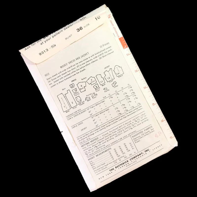 1960s Butterick Sewing Pattern 9313: Mod Dress & Jacket, Vintage Size 16 - image 3