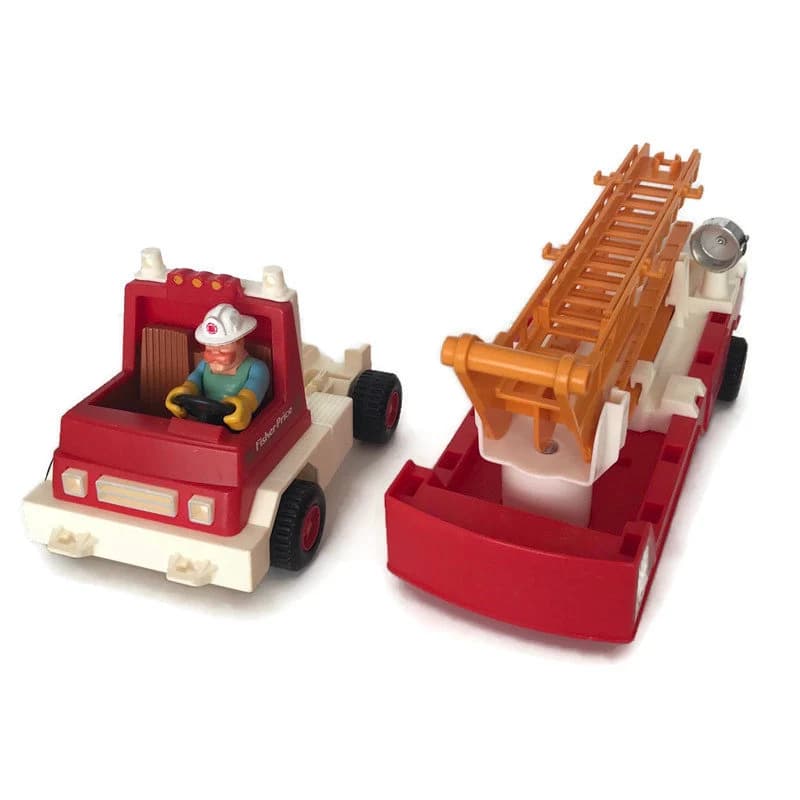 1978 Fisher Price Husky Helpers Fire Truck #319: Vintage Hook & Ladder Set - image 5