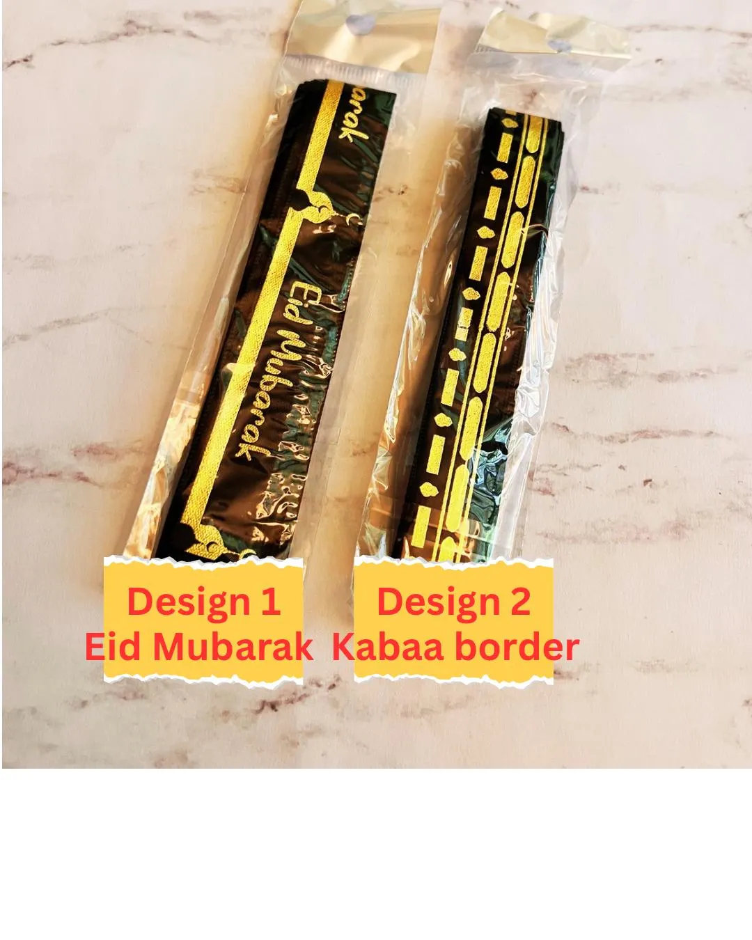 Ribbon 70” shiny Eid Mubarak or kabaa border ribbon roll for Eid and Hajj favors, decorations and gifts - image 5