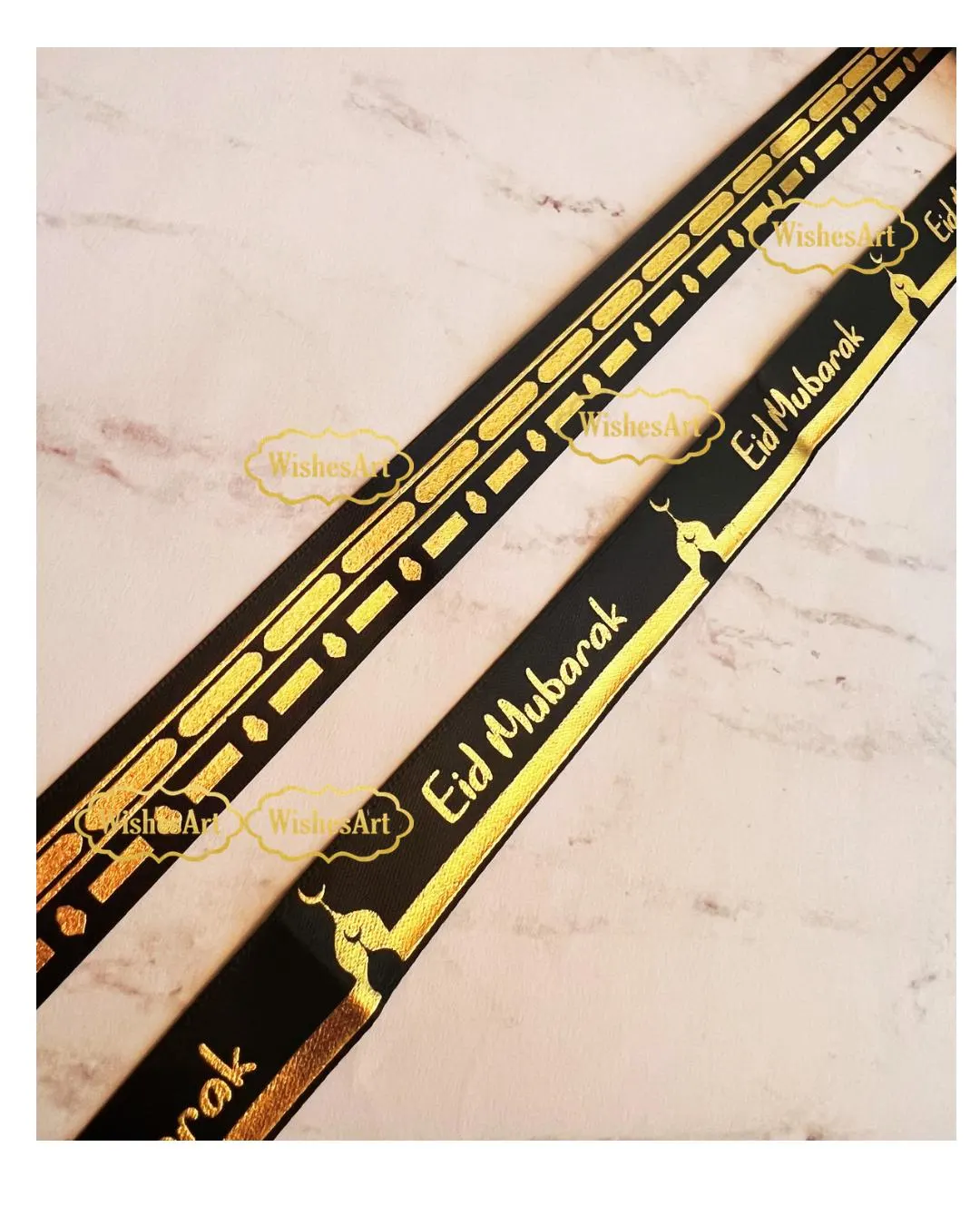 Ribbon 70” shiny Eid Mubarak or kabaa border ribbon roll for Eid and Hajj favors, decorations and gifts - image 4