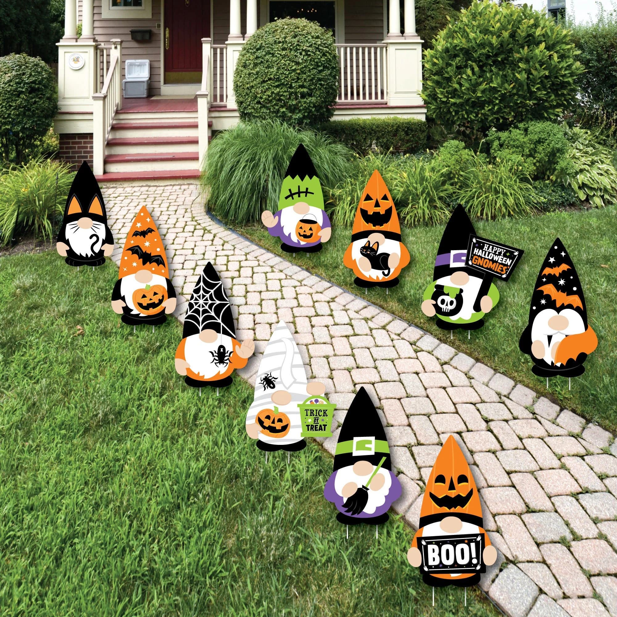 Halloween Gnomes - Gnome Lawn Decorations - Outdoor Spooky Fall Party Yard Decorations - 10 Piece