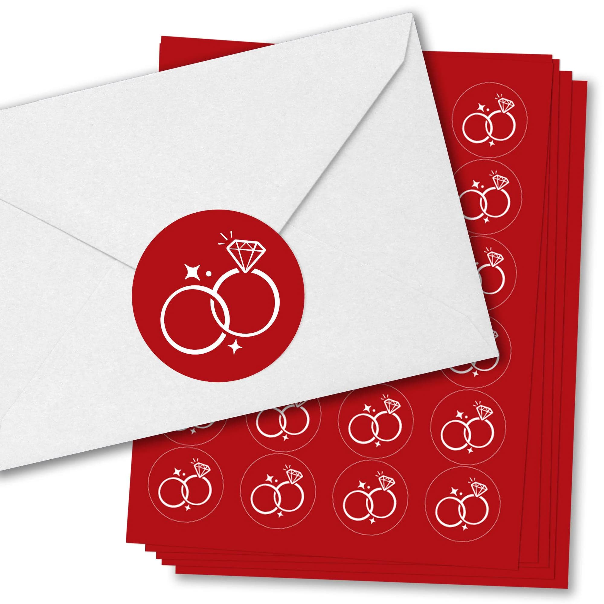 Cherry Red Wedding Envelope Seal Stickers, Round Circle Stickers to Seal Invites & Thank You Cards, Announcement Envelope Seals - 120 Count