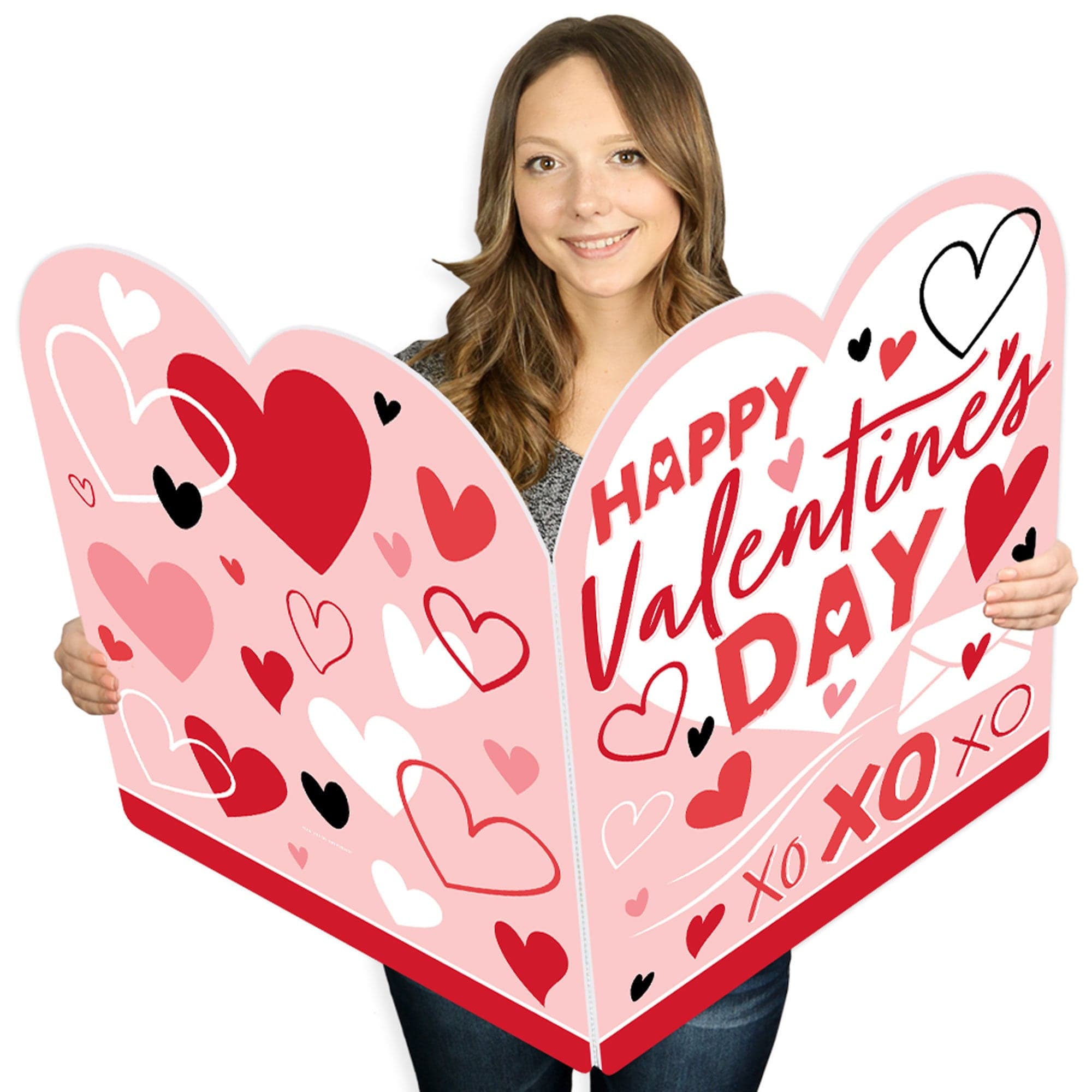 Happy Valentine’s Day - Kids Valentine’s Day Giant Greeting Card - Big Shaped Jumborific Card - 16.5 x 22 inches