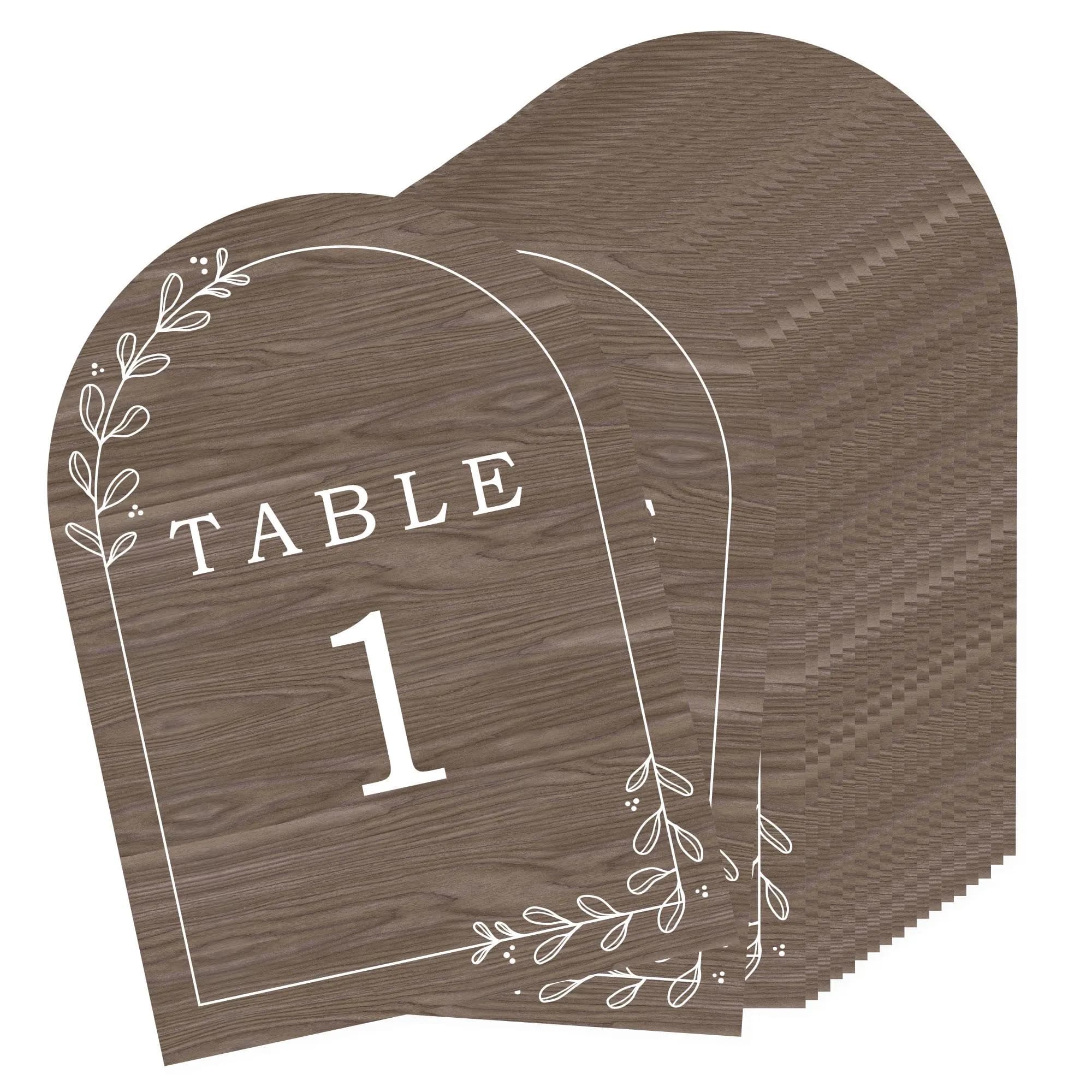 Rustic Wedding Table Numbers, Engagement and Anniversary Party Centerpieces, Double-Sided 5 x 7 inches Paper Cards, Table Numbers - 1-20