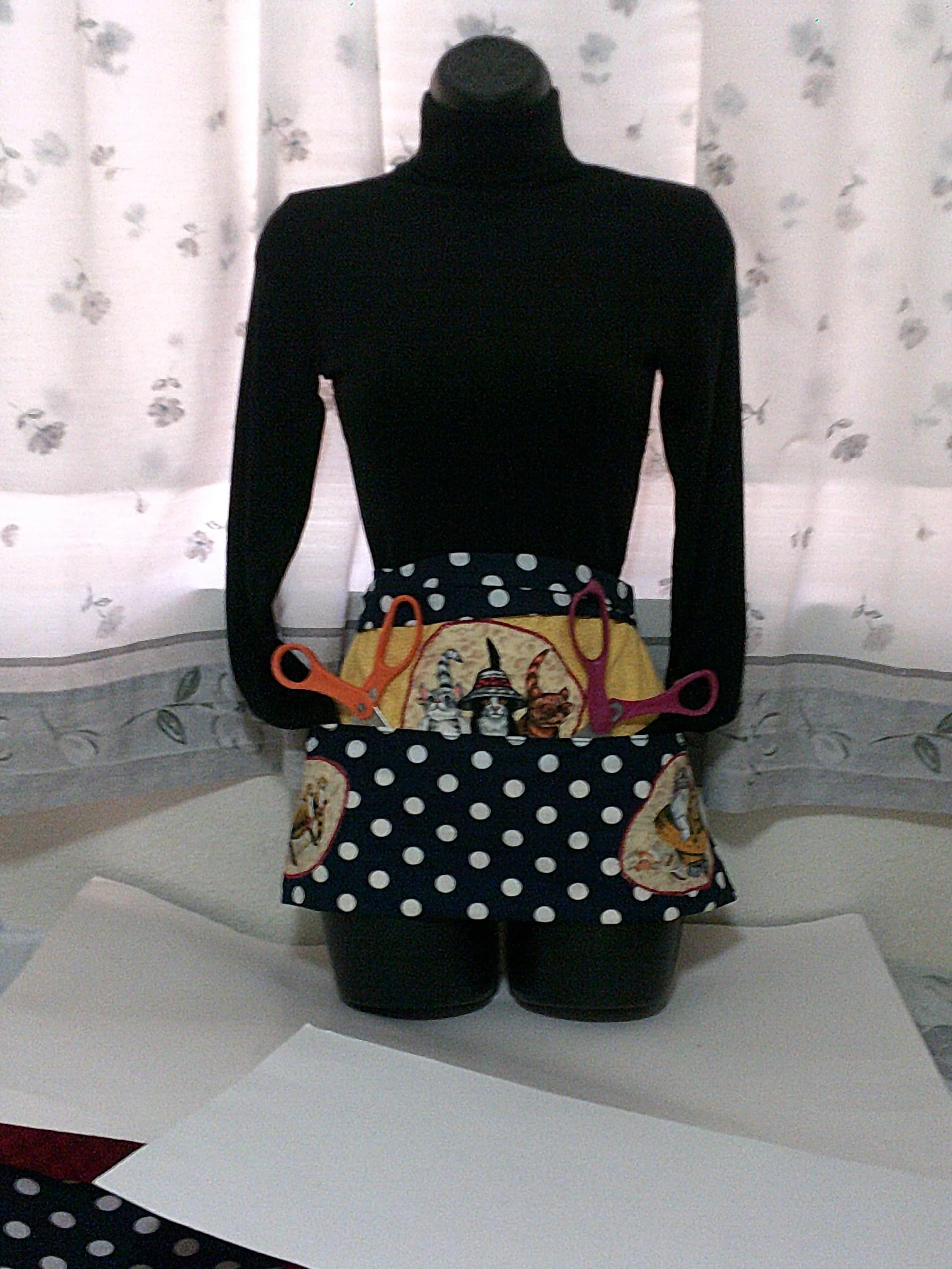 Handy Helper Patchwork Skirt Aprons! Stylish & Practical! Great for the Classroom or Home. 3 Deep Pockets Hold Stuff. Made to fit all sizes!