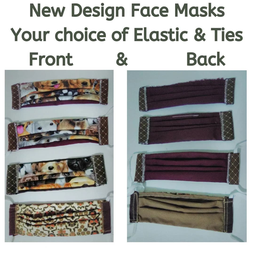 SALE: Buy 2 get a 50% discount. Unique Fabric FACE MASKS Accommodate Ties &/Or Elastic! Has Filter Pocket Practical Comfortable Affordable.