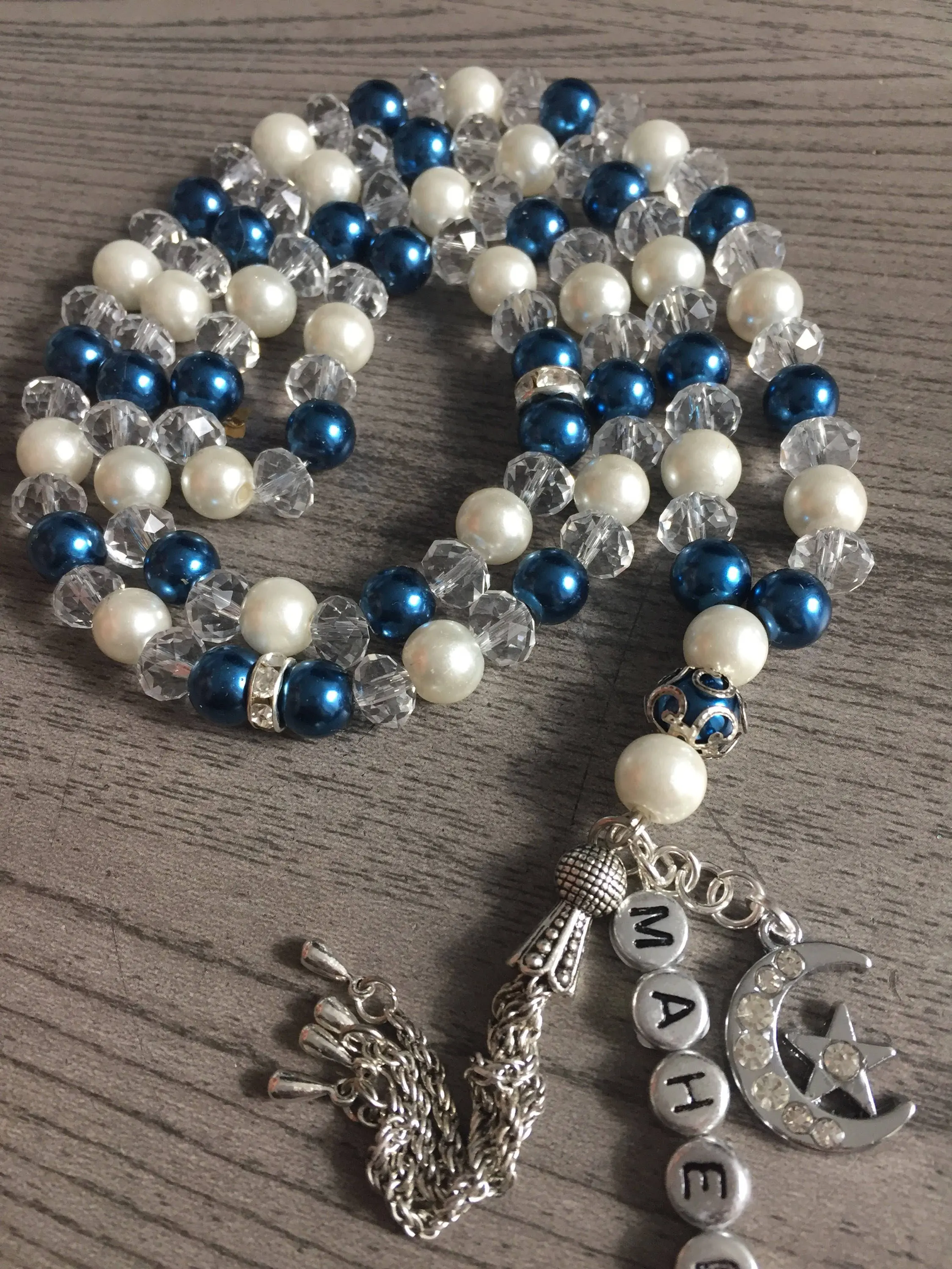 Tasbih 99 beads with 2 names and pendant | Prayer Beads | Muslim Gift | Eid gift | Tasbeeh | Crystal Tasbihs | Personalised Tasbih | - image 3