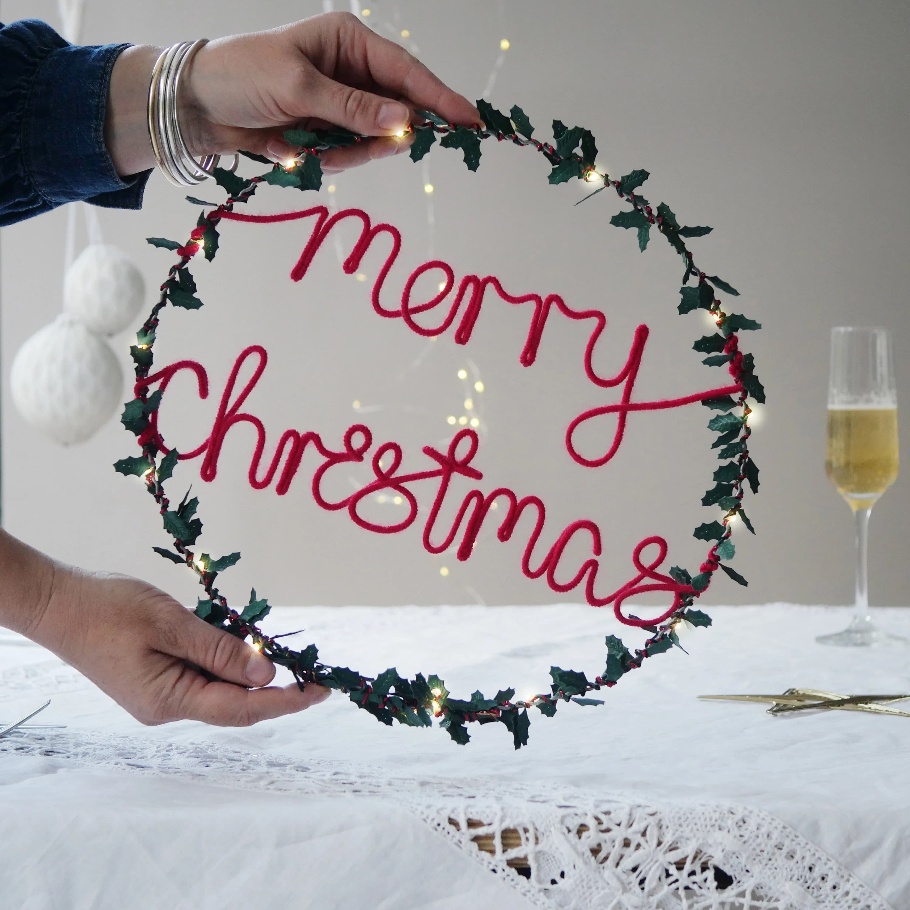 Light Up Christmas Wreath | Merry Christmas Wreath | Handmade Christmas Decoration - image 3