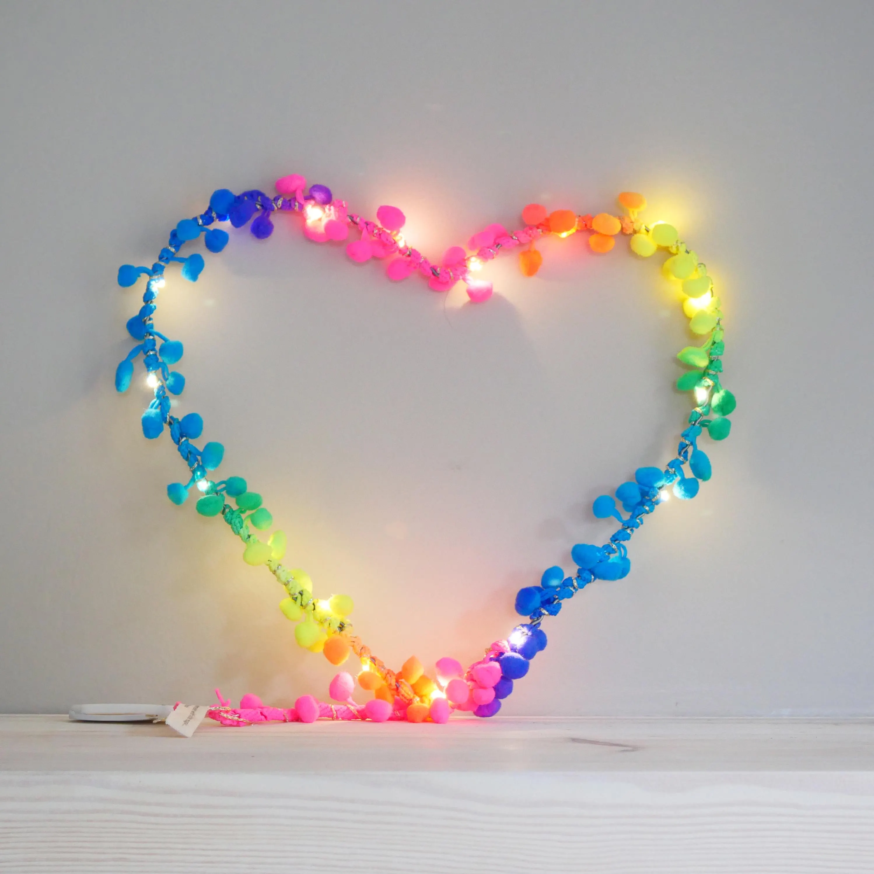 Pom Heart Light | Handmade LED Night Light, Kids Room Decor - image 3