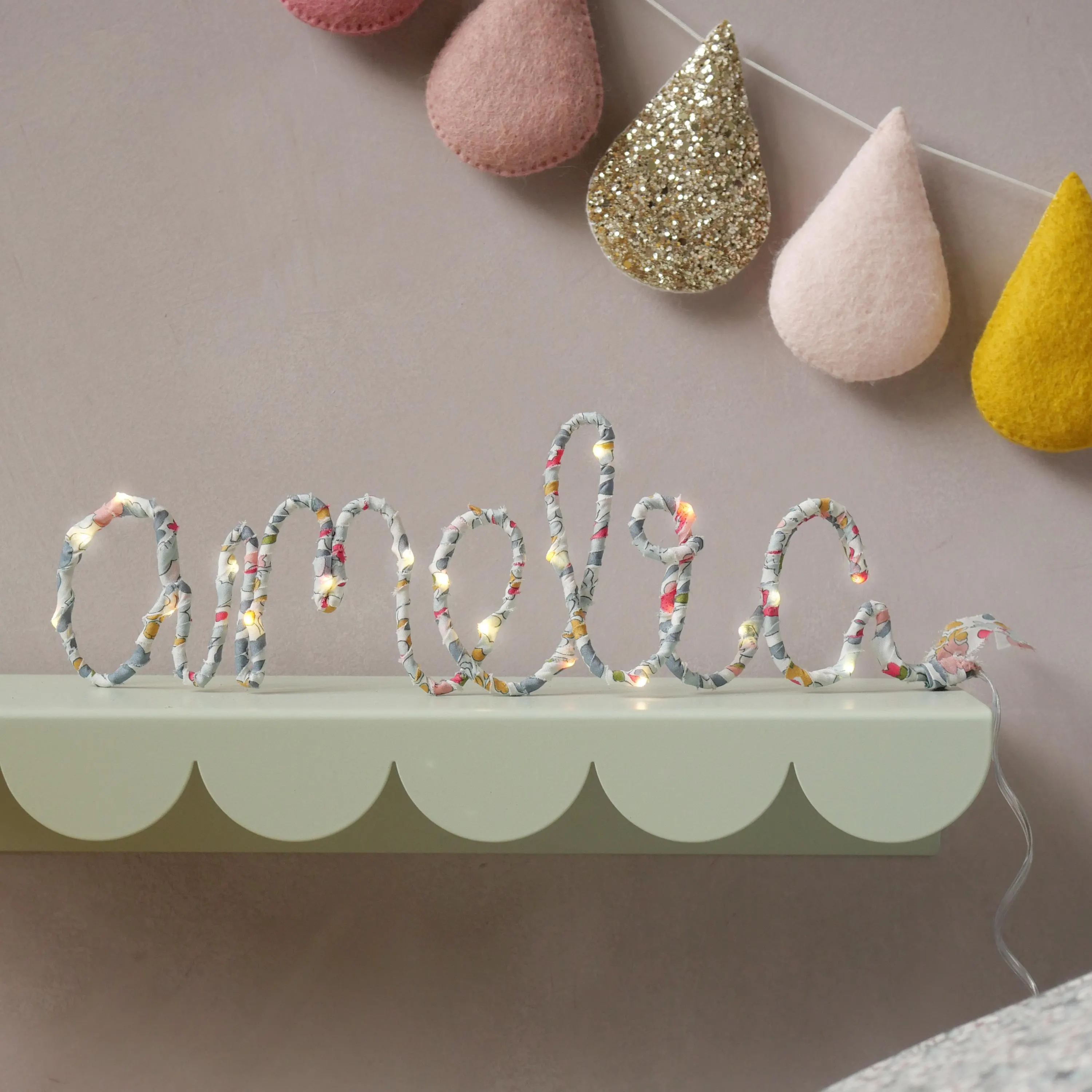 Personalised Liberty Print Name Light: Custom LED Wire Art