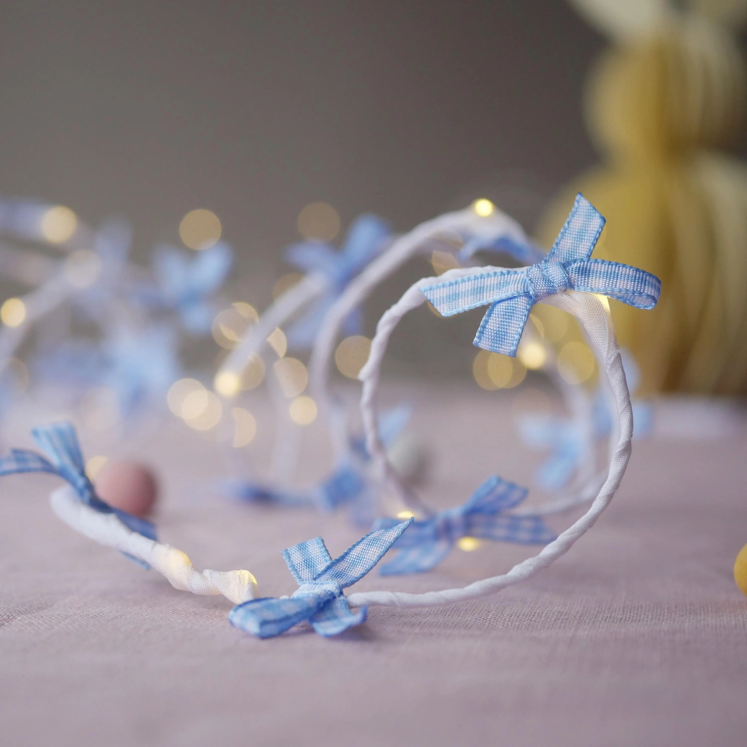 Gingham Bow Fairy Lights: LED String Lights, Rustic Decor - image 4