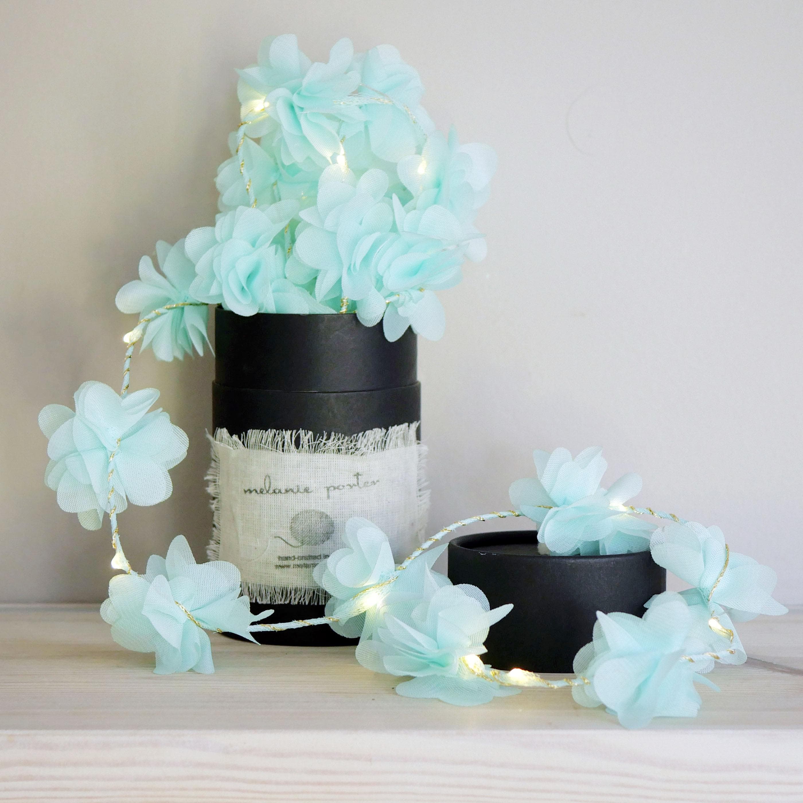 Mint Chiffon Flower Fairy Lights: Wedding Table Decoration - image 3