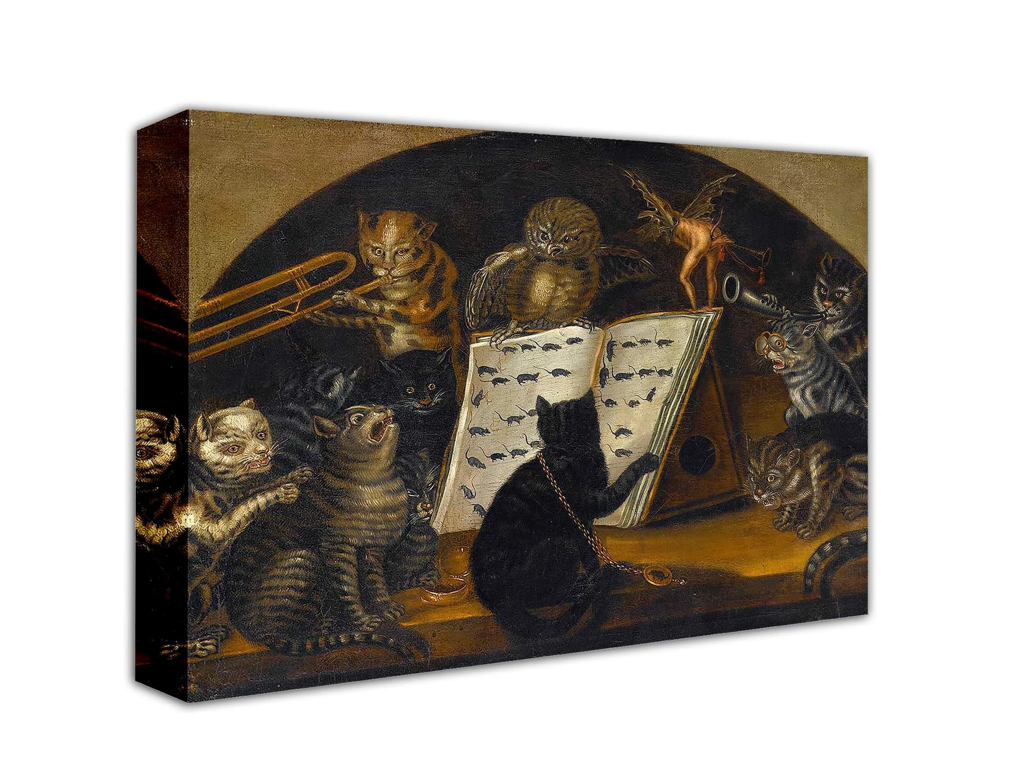 Renaissance Cat Orchestra Canvas Print, Weird Antique Art, Ready to Hang - image 3