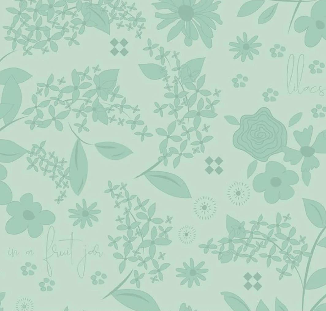 108" Wide Backing Fabric: Lilac Floral Print, Julep Green - image 3