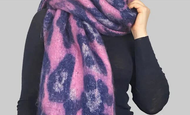 Purple/Pink Leopard Print Chunky Tassel Blanket Wrap Blanket Scarf Thick Shawl Winter Shawl Winter Scarf by Kuati Mayfair - image 3